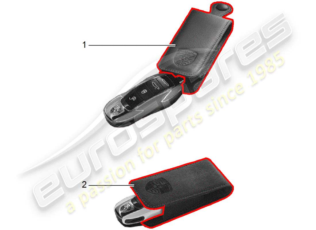 porsche 2014 (tequipment 98x/99x) schluessel-etui part diagram