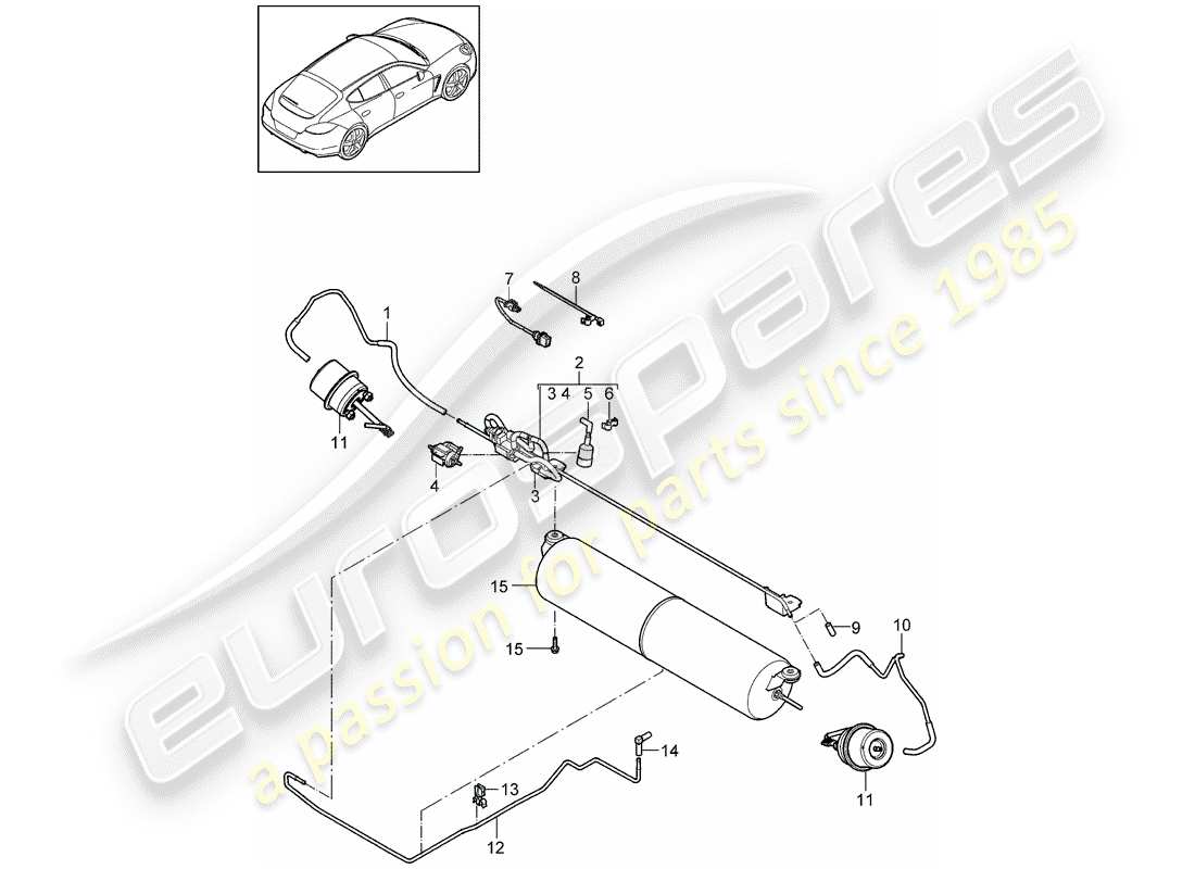 porsche panamera 970 (2015) exhaust system part diagram