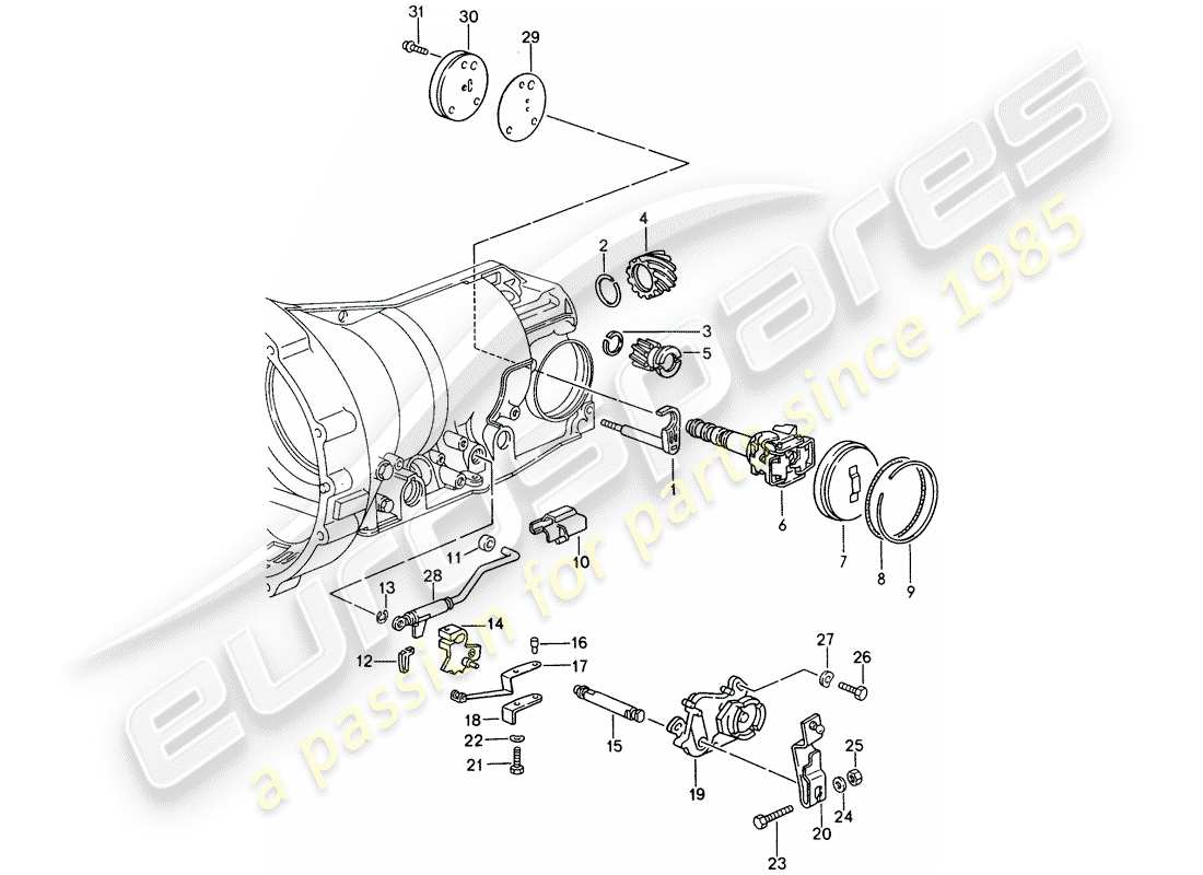 porsche 928 (1993) automatic transmission - transmission case - installation parts parts diagram