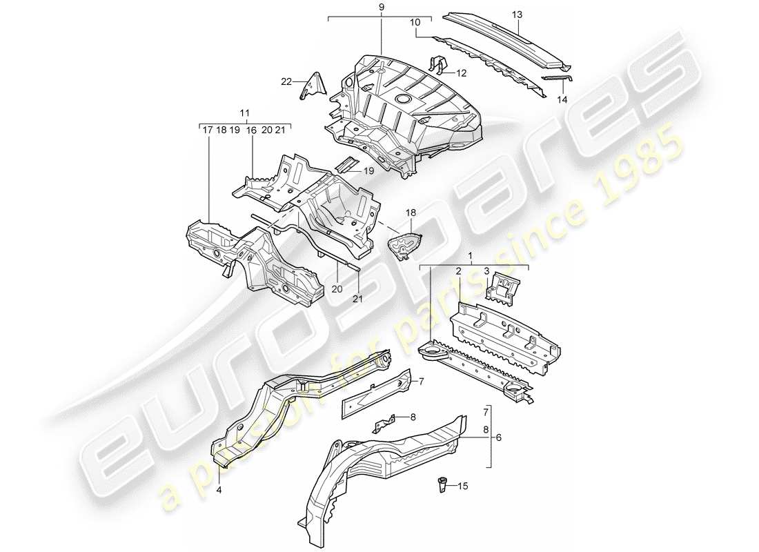 porsche 2001 (996) rear end part diagram