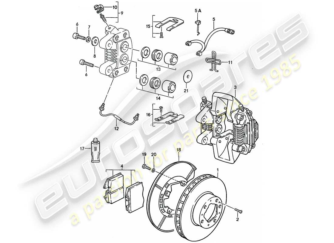 porsche 944 (1989) disc brakes - rear axle part diagram