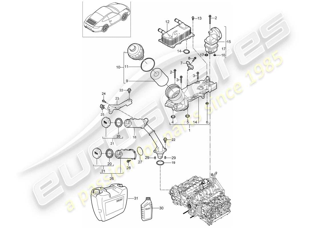 porsche 2011 (997-2) engine lubrication part diagram