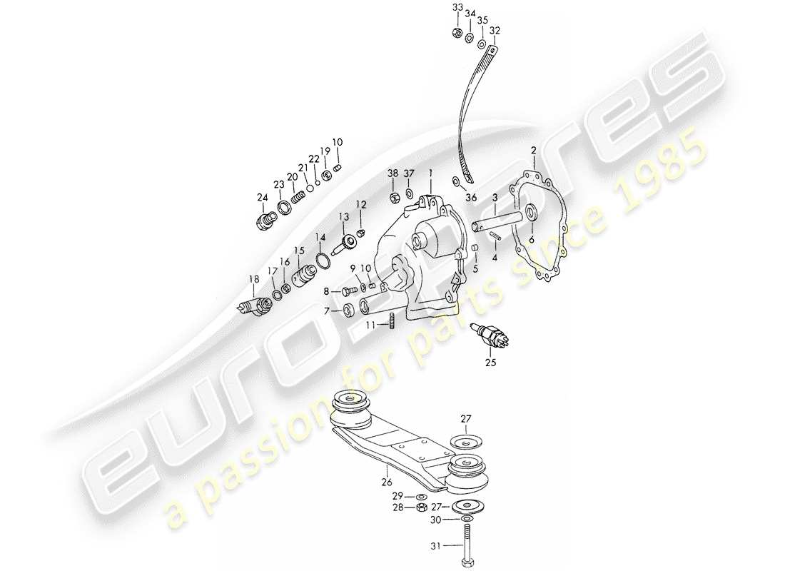 porsche 911/912 (1968) transmission cover - transmission suspension - sportomatic parts diagram