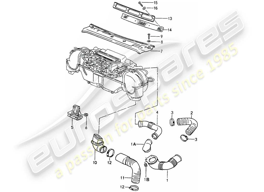 porsche 964 (1994) ventilation - heating system 1 part diagram