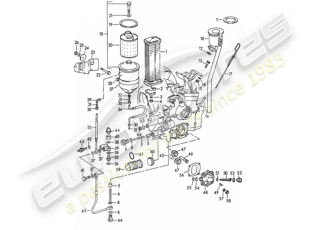 porsche 356/356a (1952) engine lubrication - m 67 001 >> - m 81 201 >> part diagram