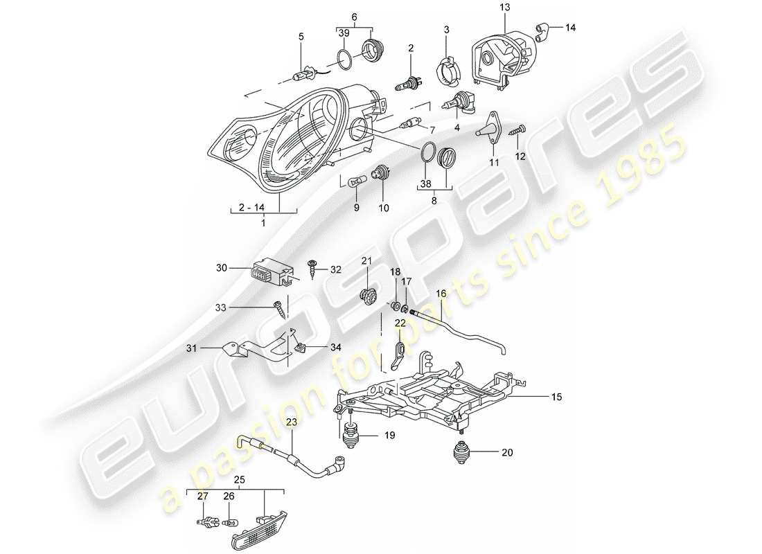 porsche 2004 (996) headlamp - turn signal repeater - d - mj 2002>> part diagram