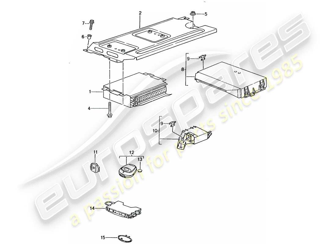 porsche 2001 (996 gt3) control units part diagram