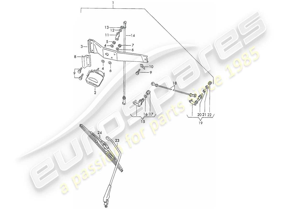 porsche 1973 (911) rear window wiper parts diagram