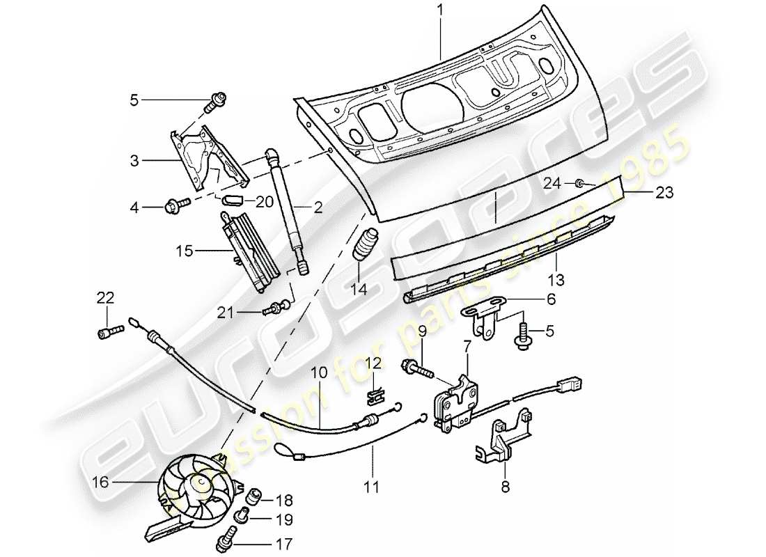 porsche 2004 (996) cover part diagram