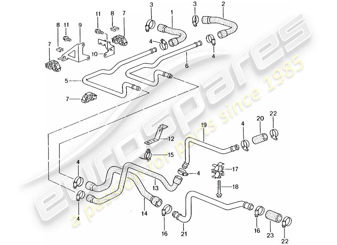 porsche 2004 (996 gt3) lines - heater part diagram