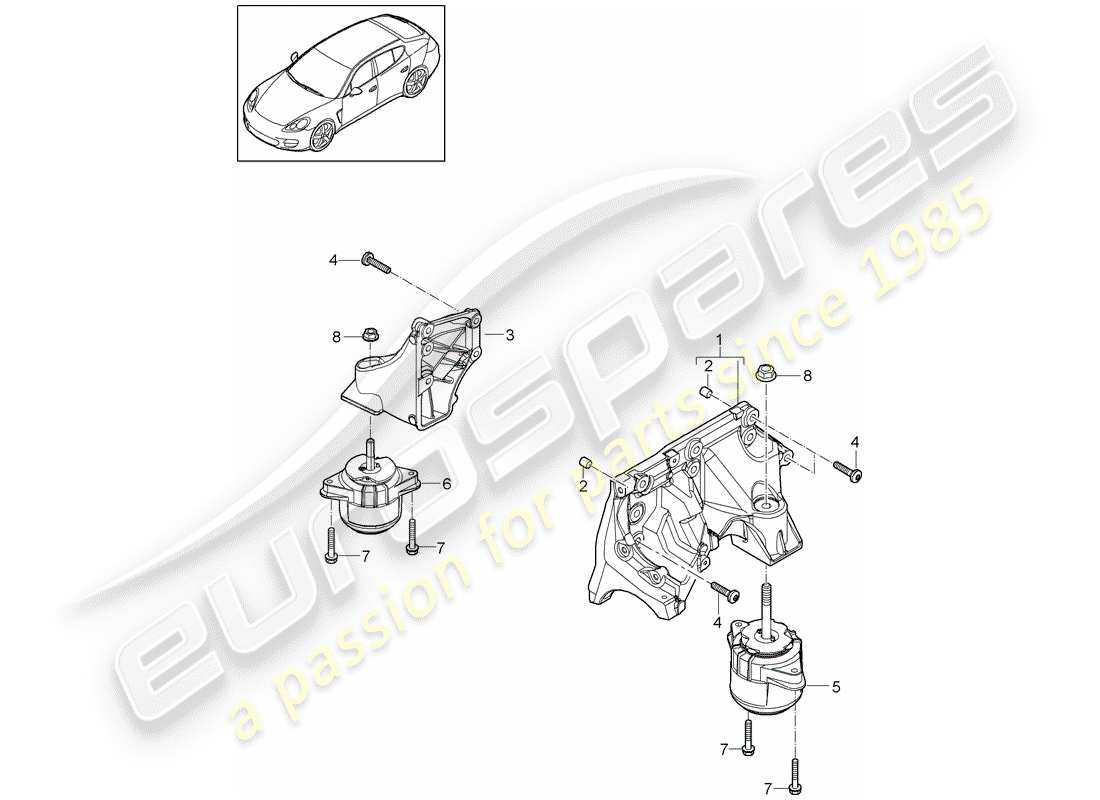 porsche panamera 970 (2014) engine suspension part diagram