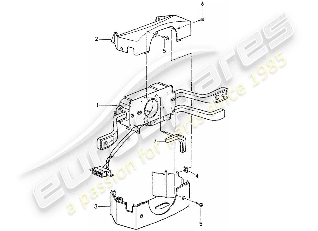 porsche 964 (1994) steering column switch part diagram