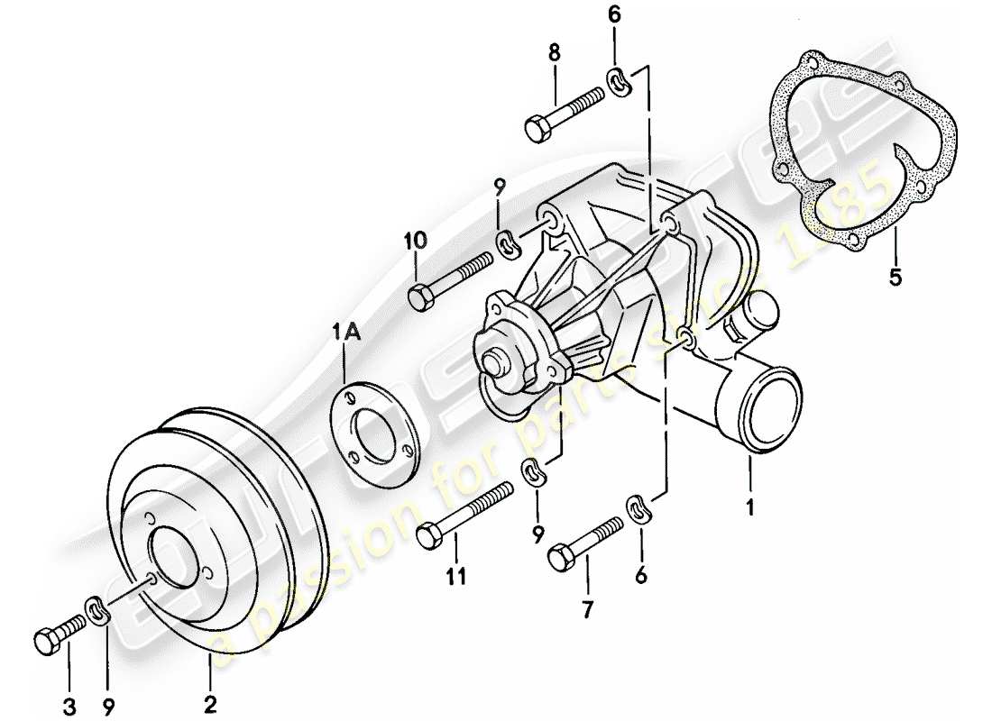 porsche 1979 (924) water pump part diagram