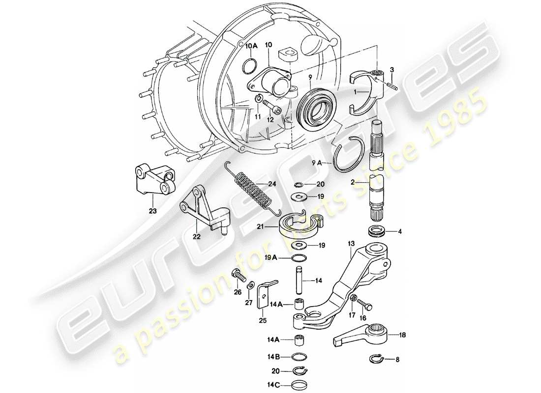 porsche 911 (1978) clutch release parts diagram