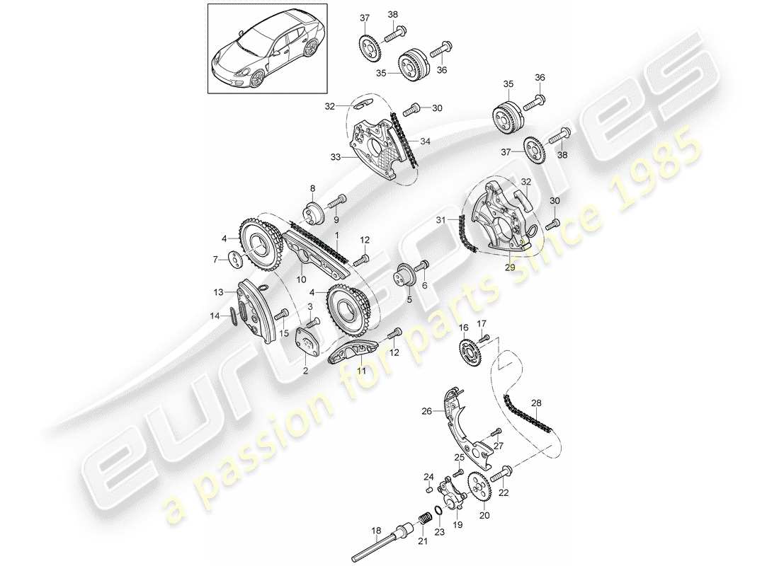 porsche 2015 (panamera 970) timing chain part diagram