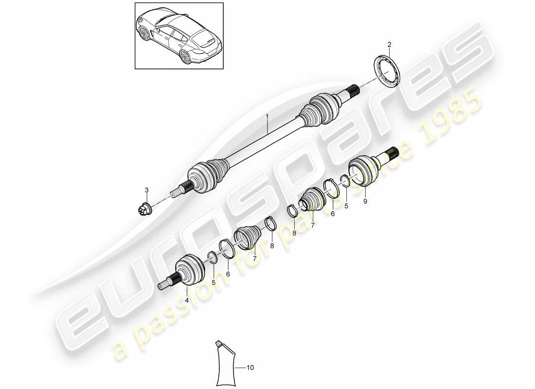 porsche panamera 970 (2014) drive shaft parts diagram