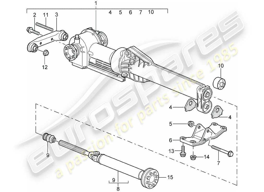 porsche 2001 (996) front axle differential - propeller shaft - d - mj 1999>> part diagram