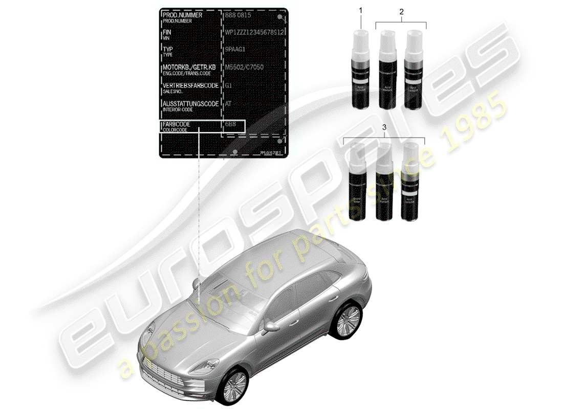 porsche 2020 (macan) paint touch-up stick part diagram