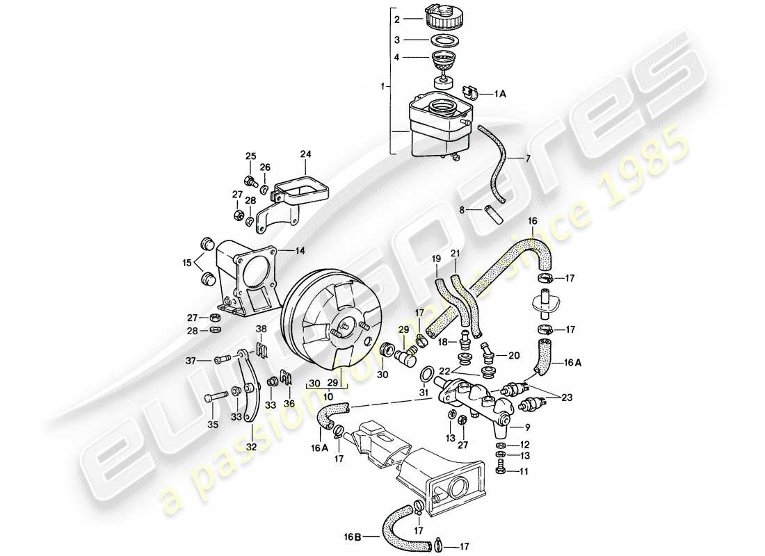 porsche 1985 (911) reservoir for - brake fluid - brake master cylinder part diagram