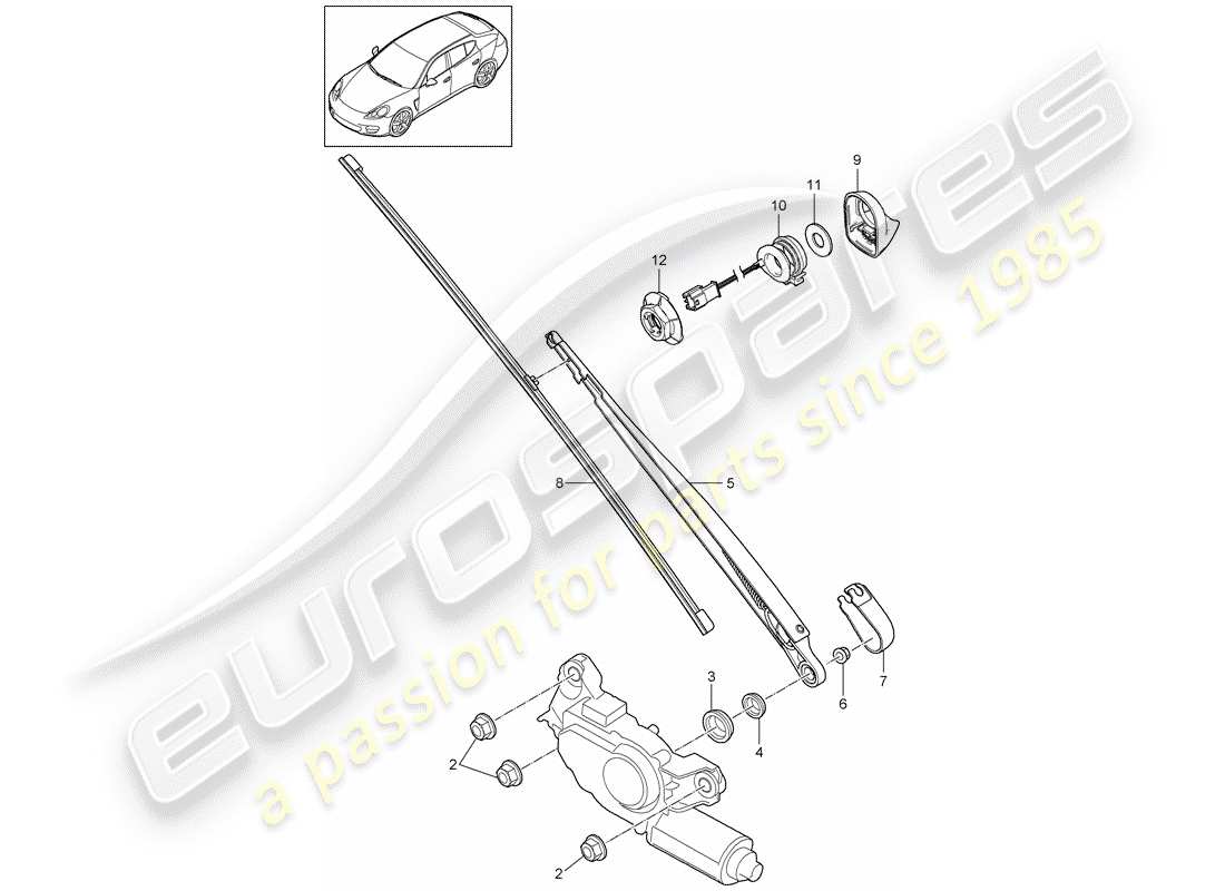 porsche 2011 (panamera 970) rear window wiper part diagram