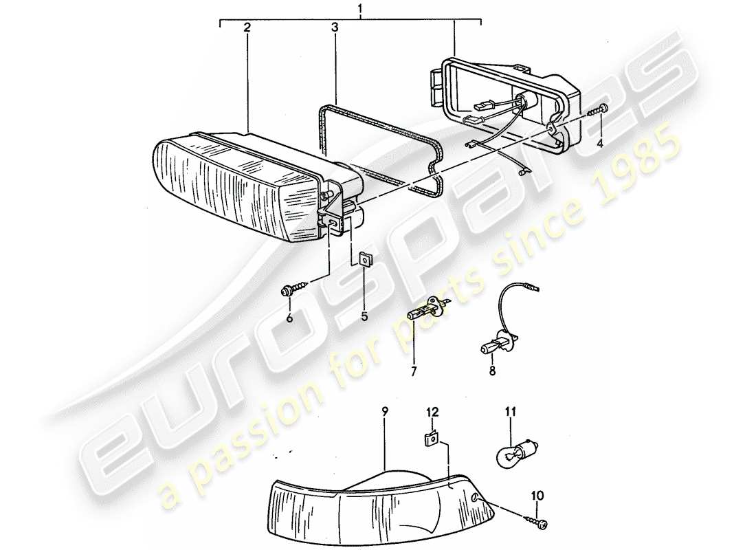 porsche 1994 (968) additional headlight - turn signal part diagram