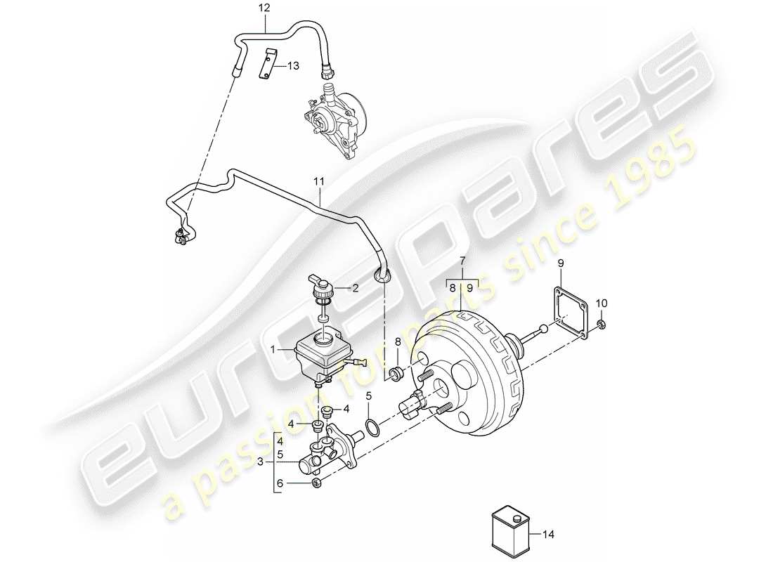 porsche 2008 (cayenne e1 9pa) brake master cylinder part diagram