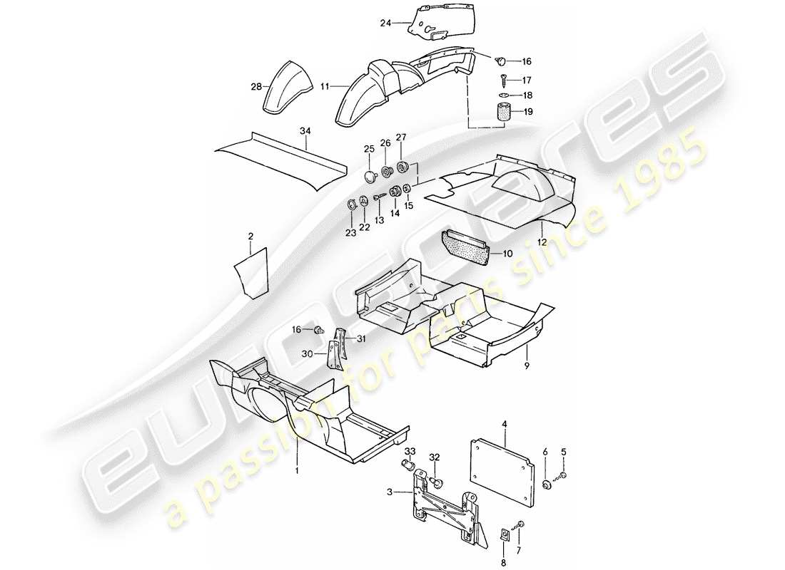 porsche 1990 (944) trims part diagram