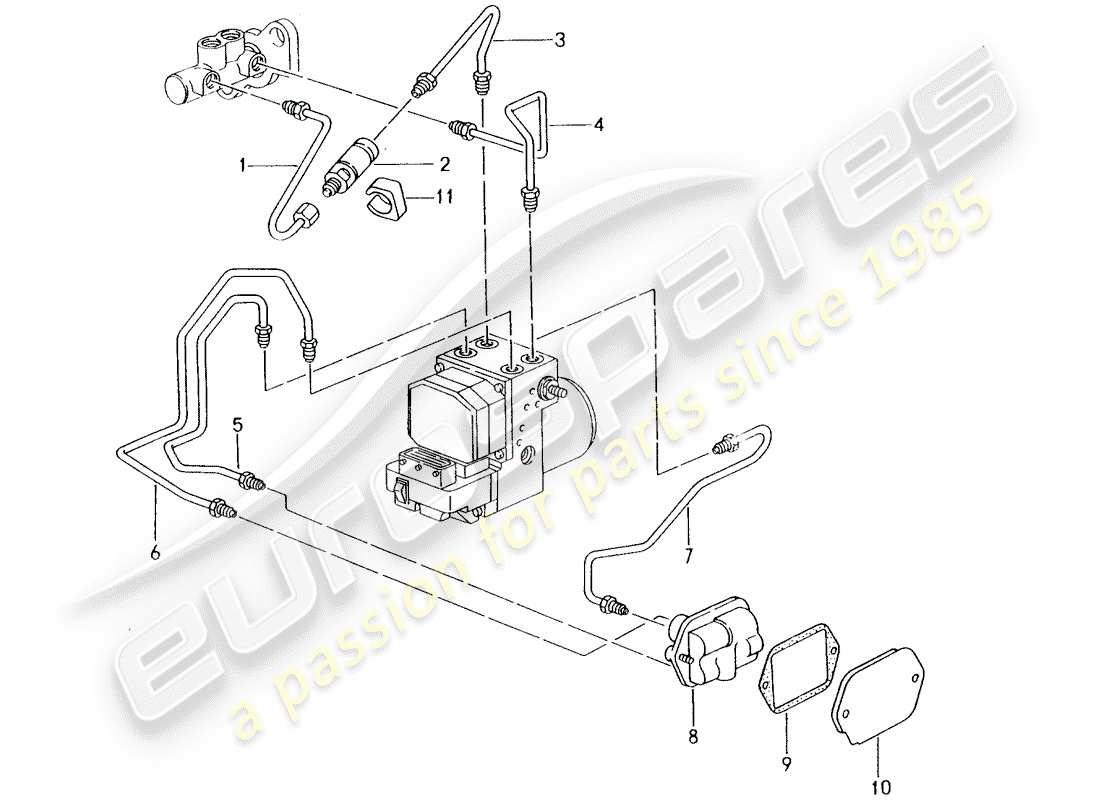 porsche 2002 (996) brake line - front end part diagram