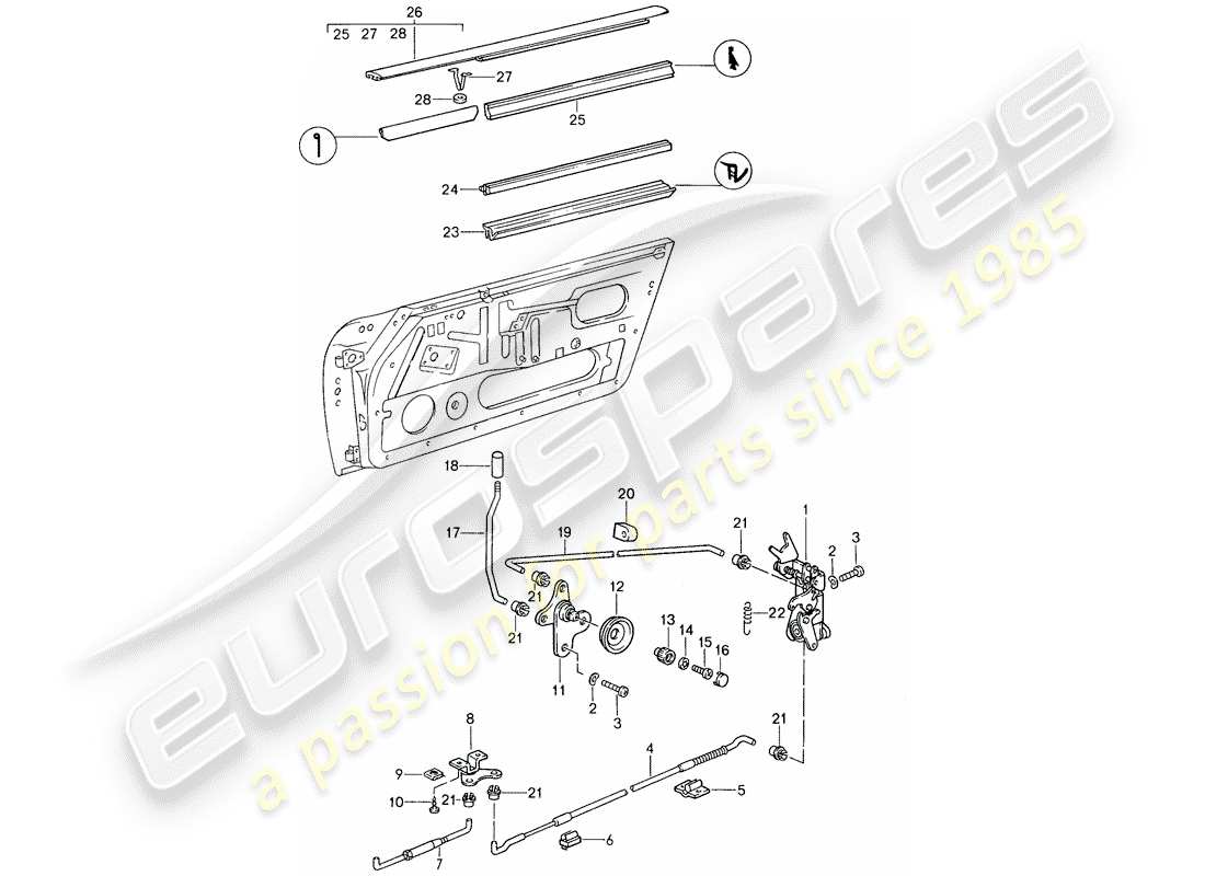 porsche 1988 (959) installation parts - for - door part diagram