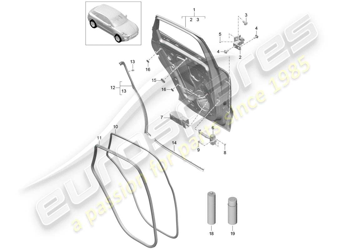 porsche macan (2017) door shell part diagram