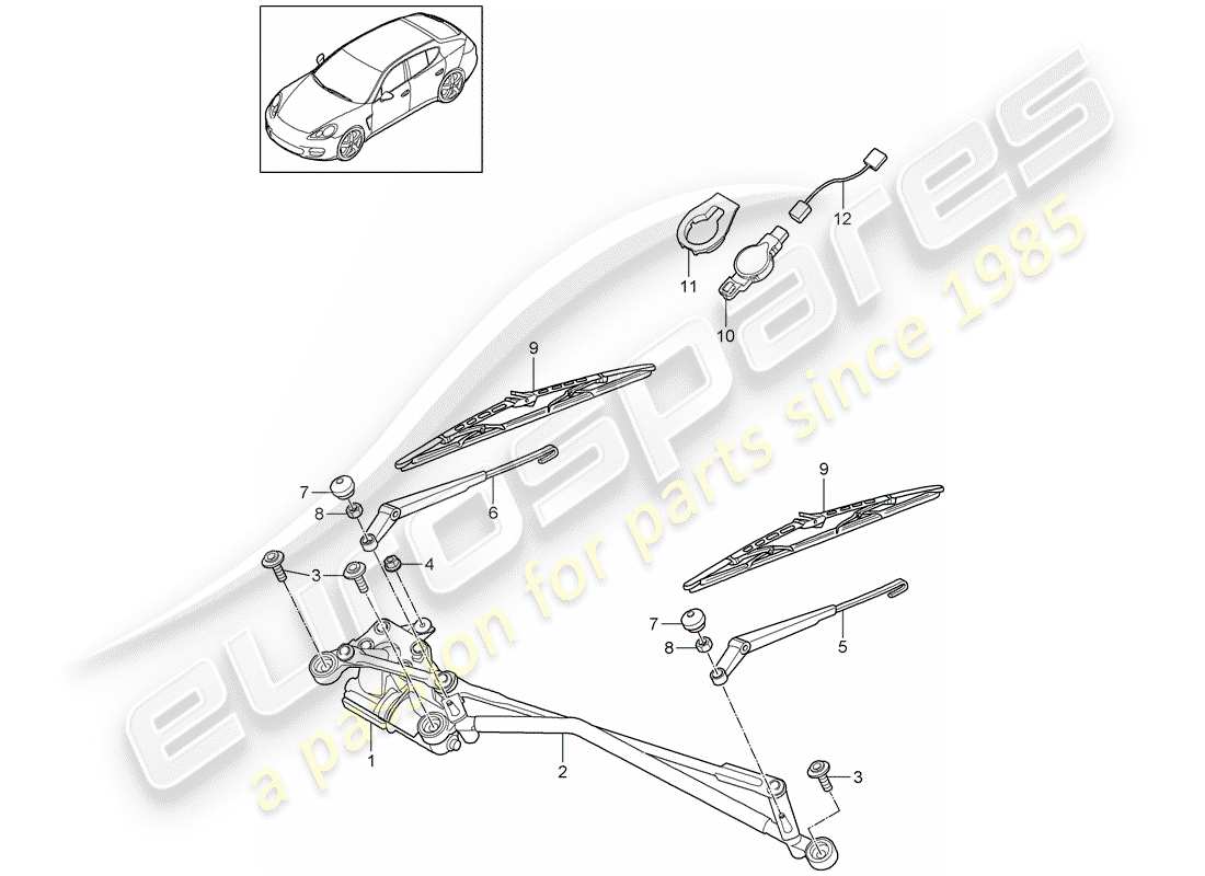 porsche 2015 (panamera 970) windshield wiper system compl. part diagram