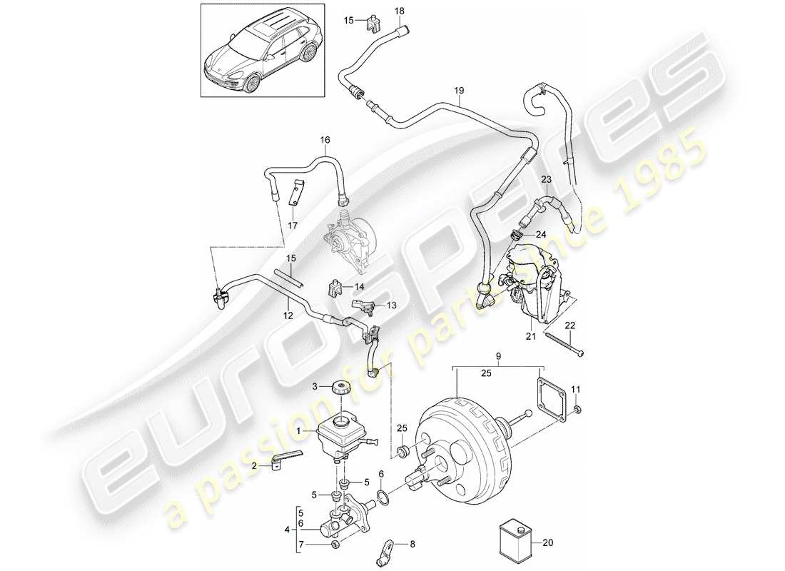 porsche 2011 (cayenne e2 92a) brake master cylinder part diagram