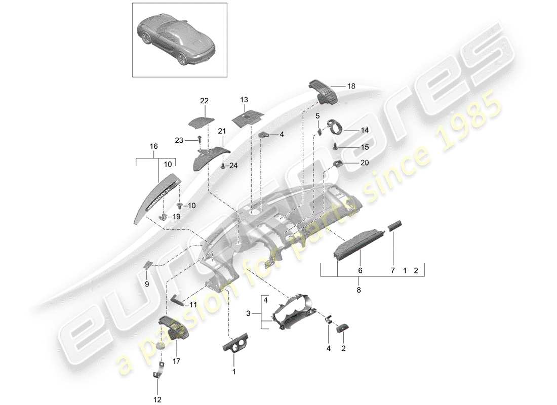 porsche boxster 981 (2012) accessories part diagram