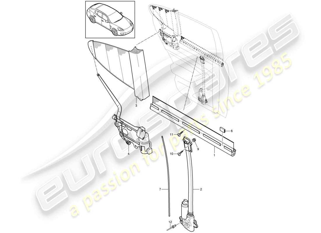 porsche 2010 (cayenne e1 9pa) roller blind rear door parts diagram