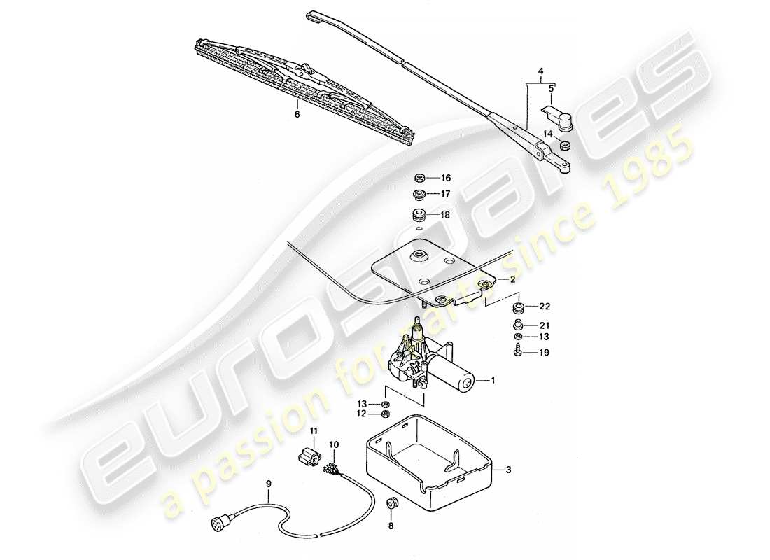porsche 1992 (968) rear window wiper parts diagram