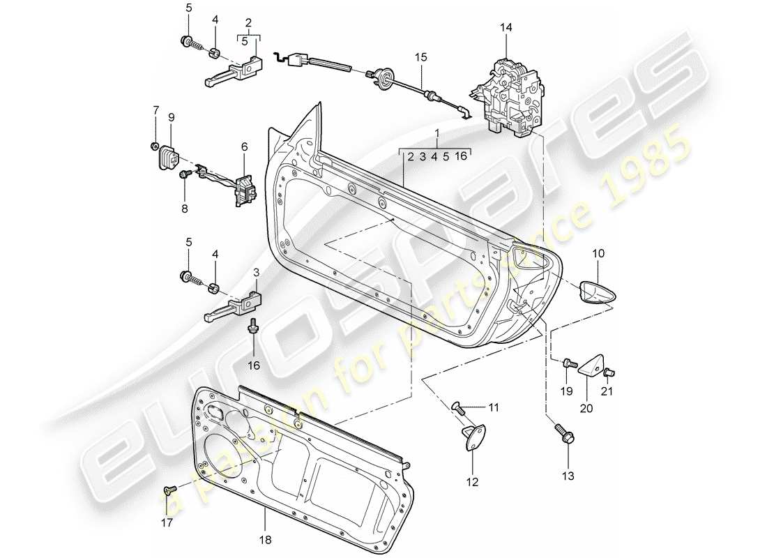 porsche 2009 (997-2 gt3) door shell parts diagram