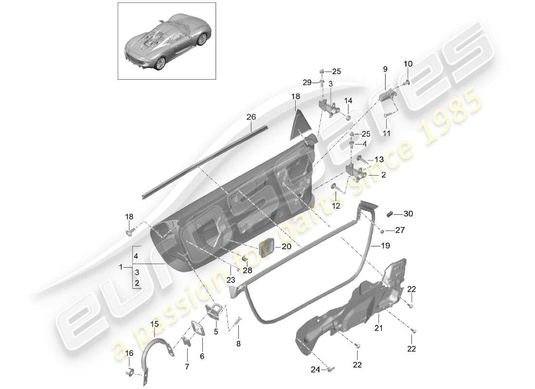 porsche 918 spyder (2015) door part diagram