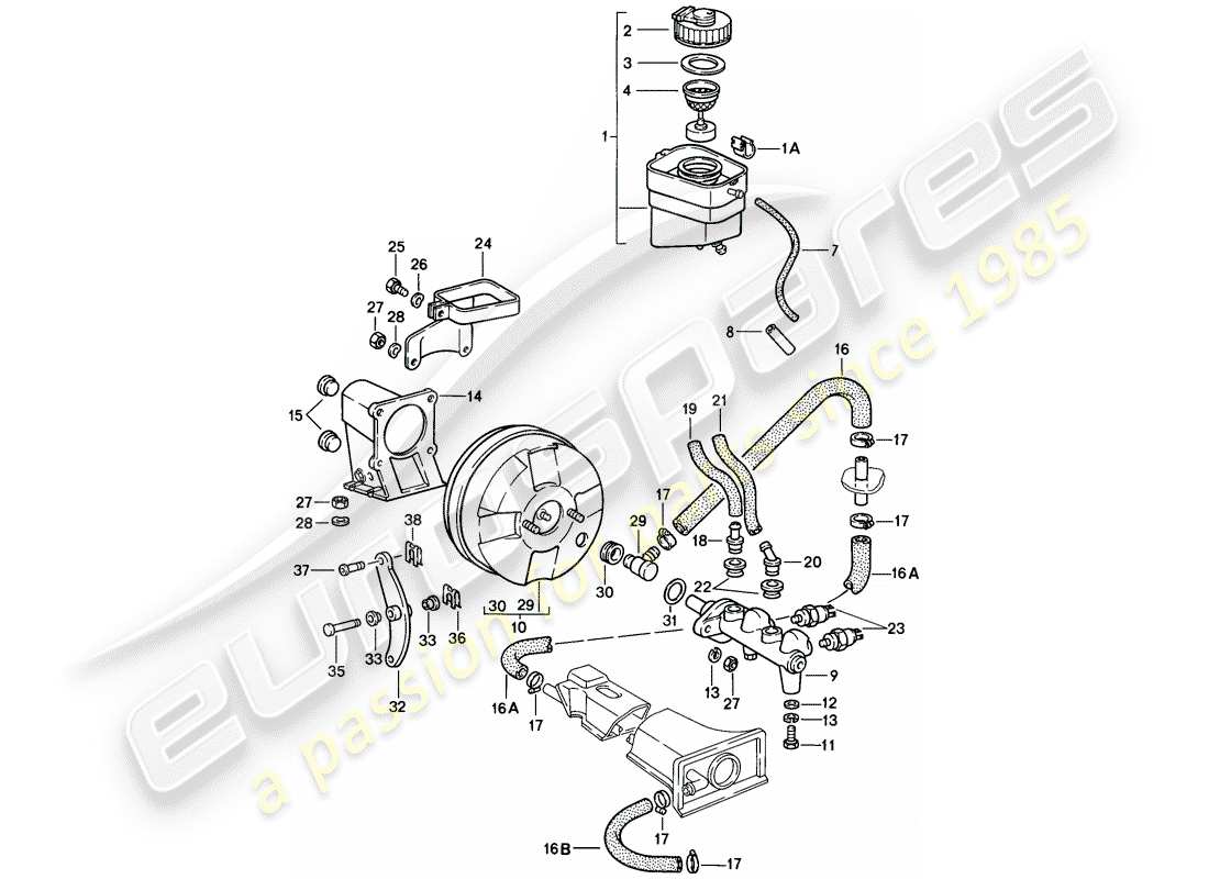 porsche 911 (1986) reservoir for - brake fluid - brake master cylinder parts diagram