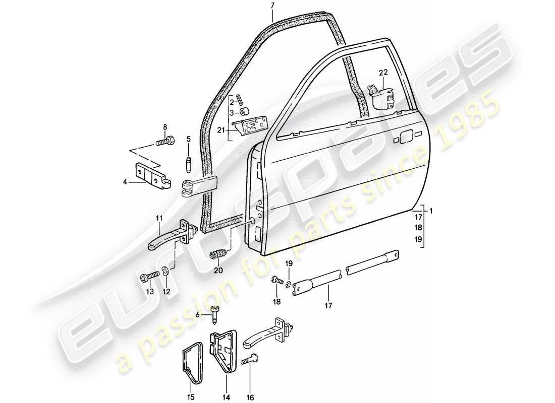 porsche 1988 (944) door part diagram