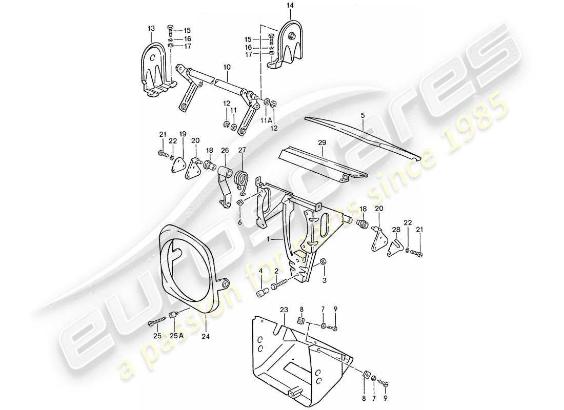 porsche 1990 (944) pop-up headlight part diagram