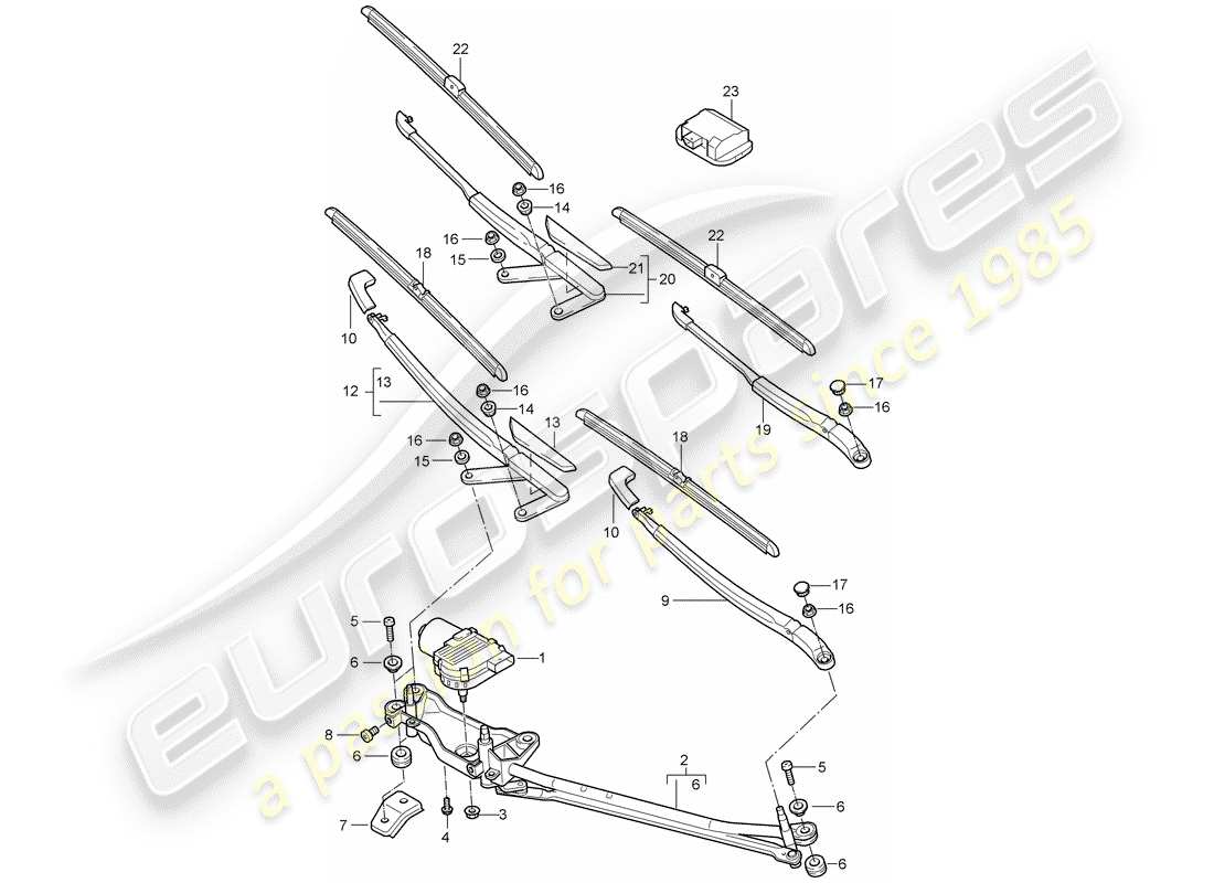 porsche cayenne (2007) windshield wiper system compl. part diagram