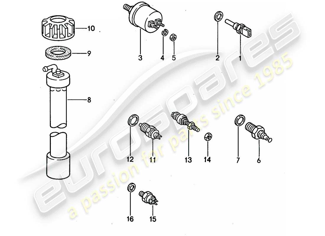 porsche 1991 (944) switch - and - sensor part diagram