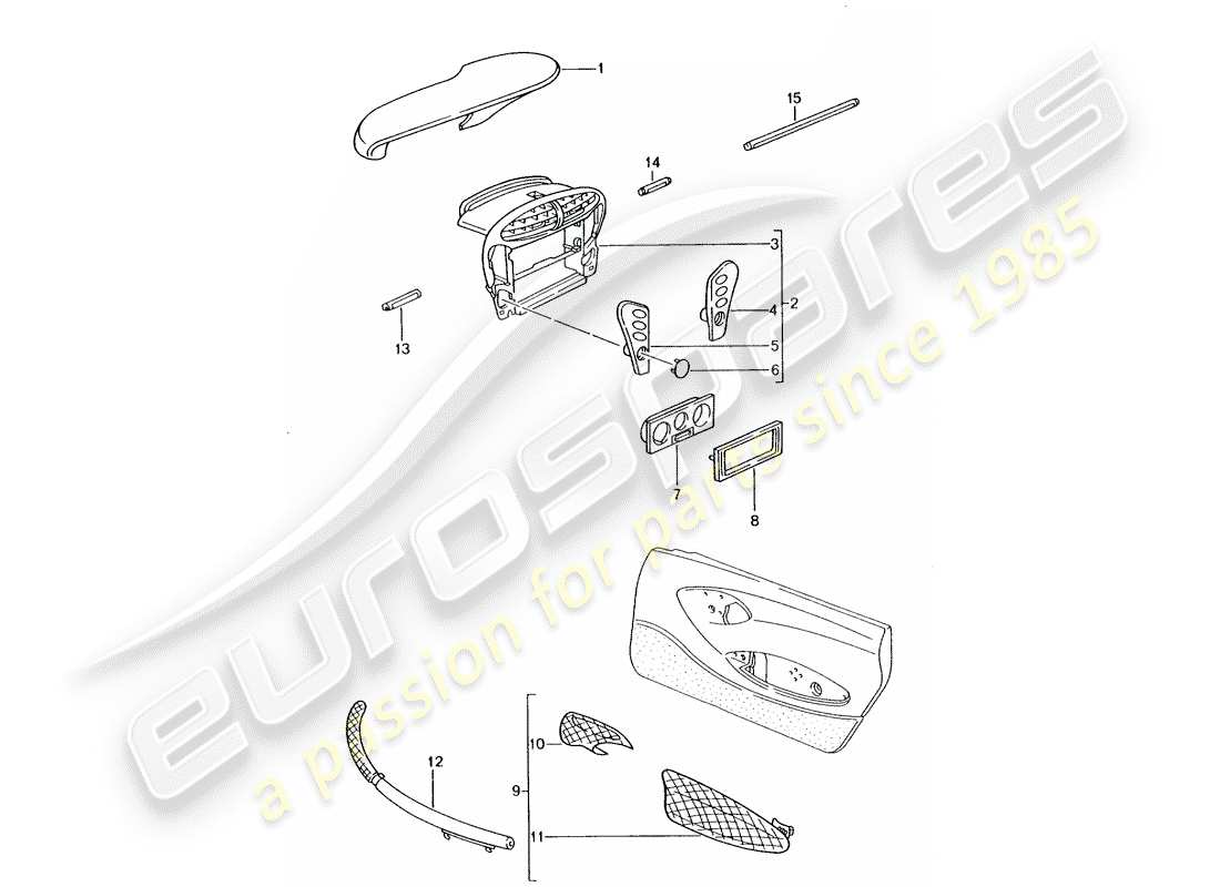 porsche 2012 (tequipment) instrument box part diagram