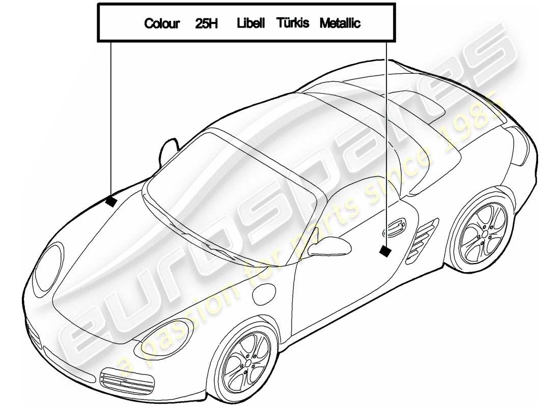 porsche boxster 987 (2012) paint touch-up stick part diagram