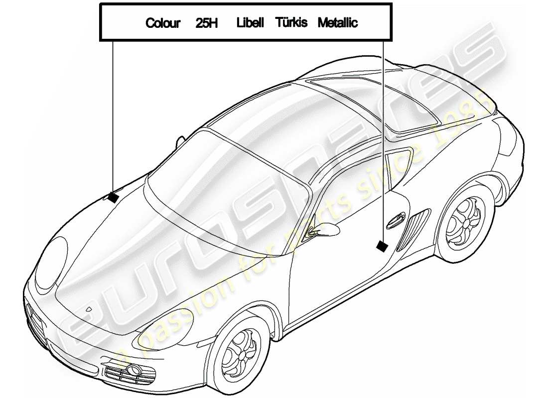 porsche 2007 (987 cayman) paint touch-up stick part diagram
