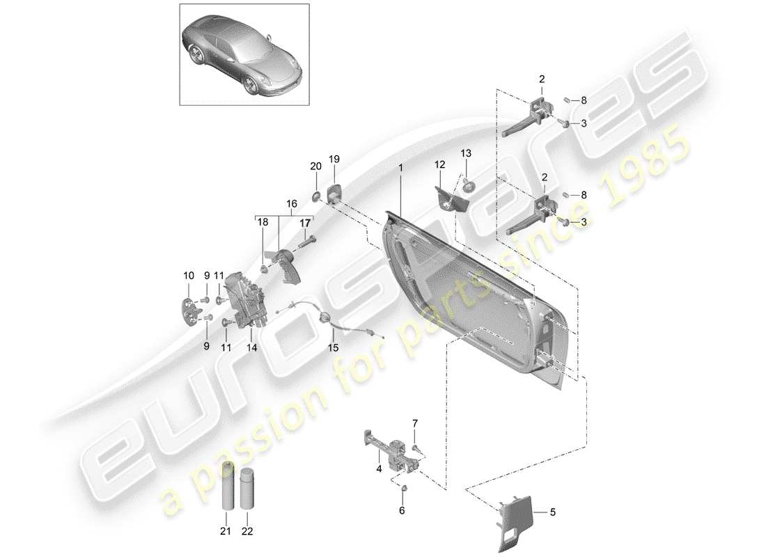 porsche 2015 (991-1) door shell part diagram