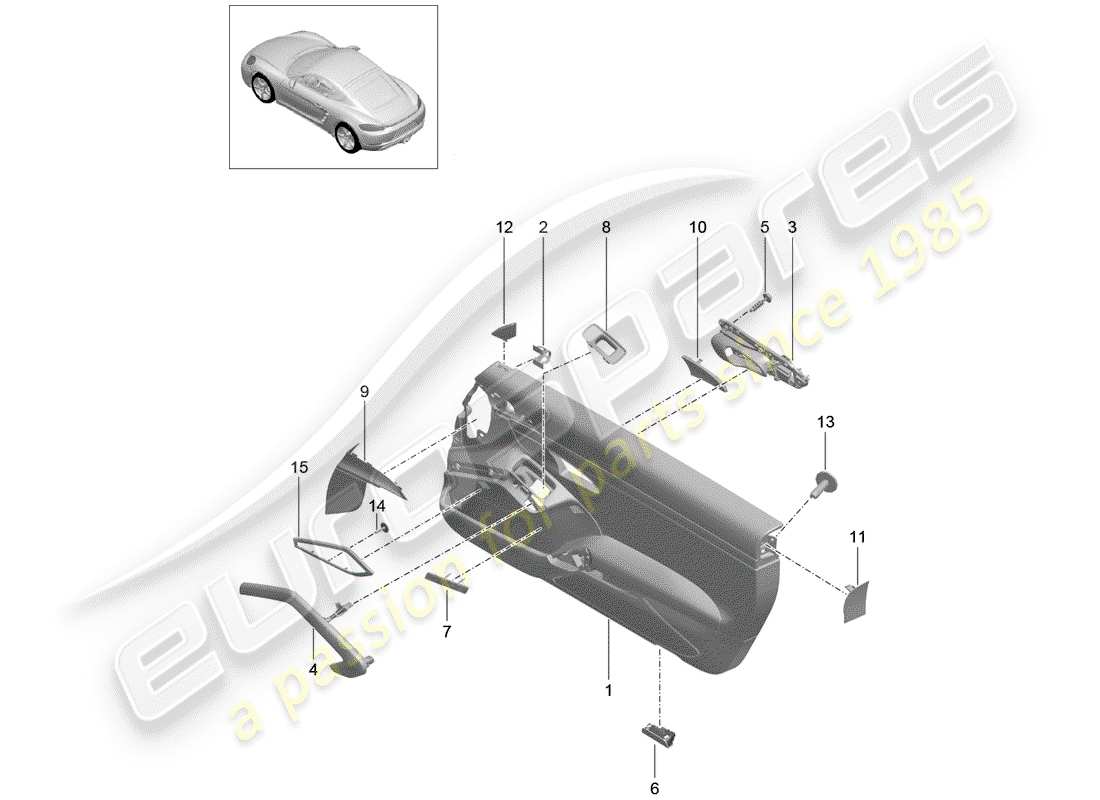 porsche 2018 (718 cayman) door panel part diagram