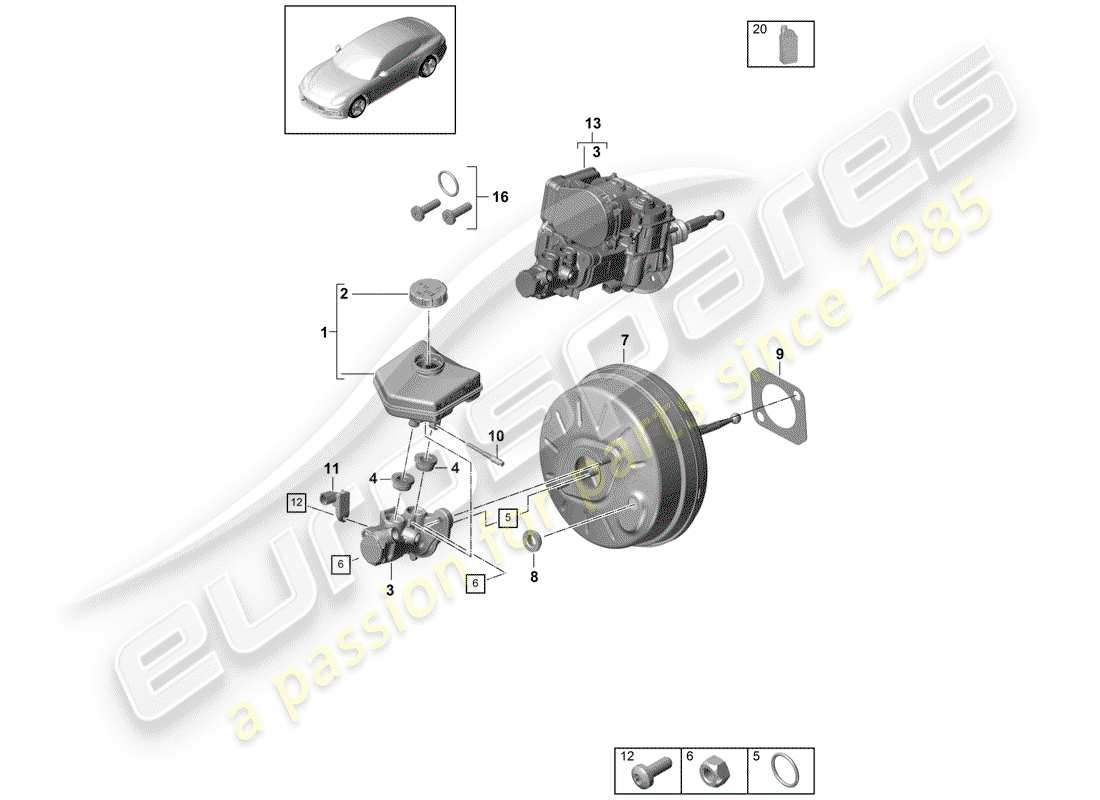 porsche 2018 (panamera 971-1) brake master cylinder part diagram