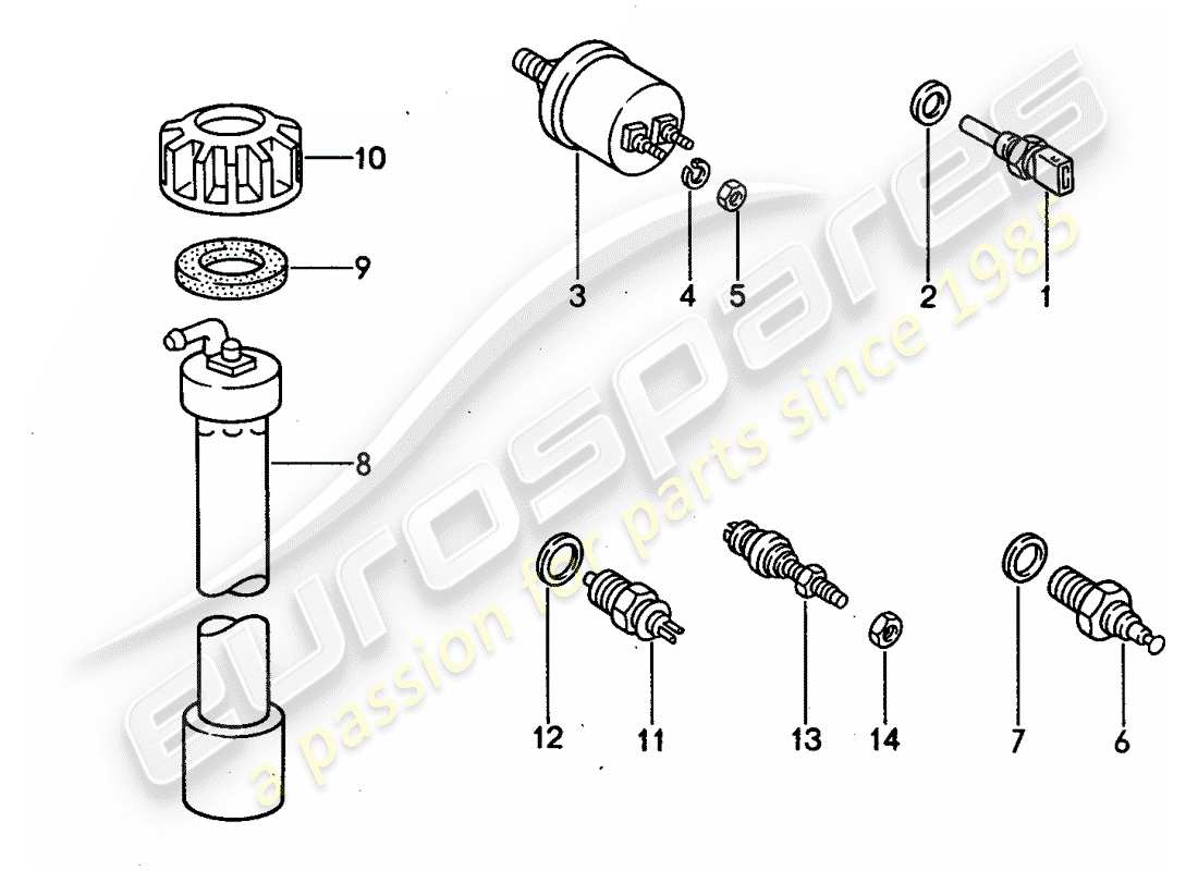 porsche 1993 (968) switch - and - sensor parts diagram