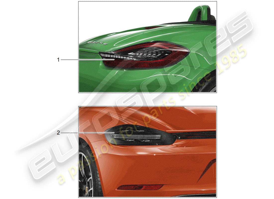 porsche 2016 (tequipment 98x/99x) rear light part diagram